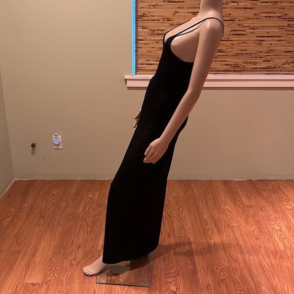 Dalmys Vintage Black Slip Dress With Spaghetti Straps Maxi Length Size M - Picture 5 of 7